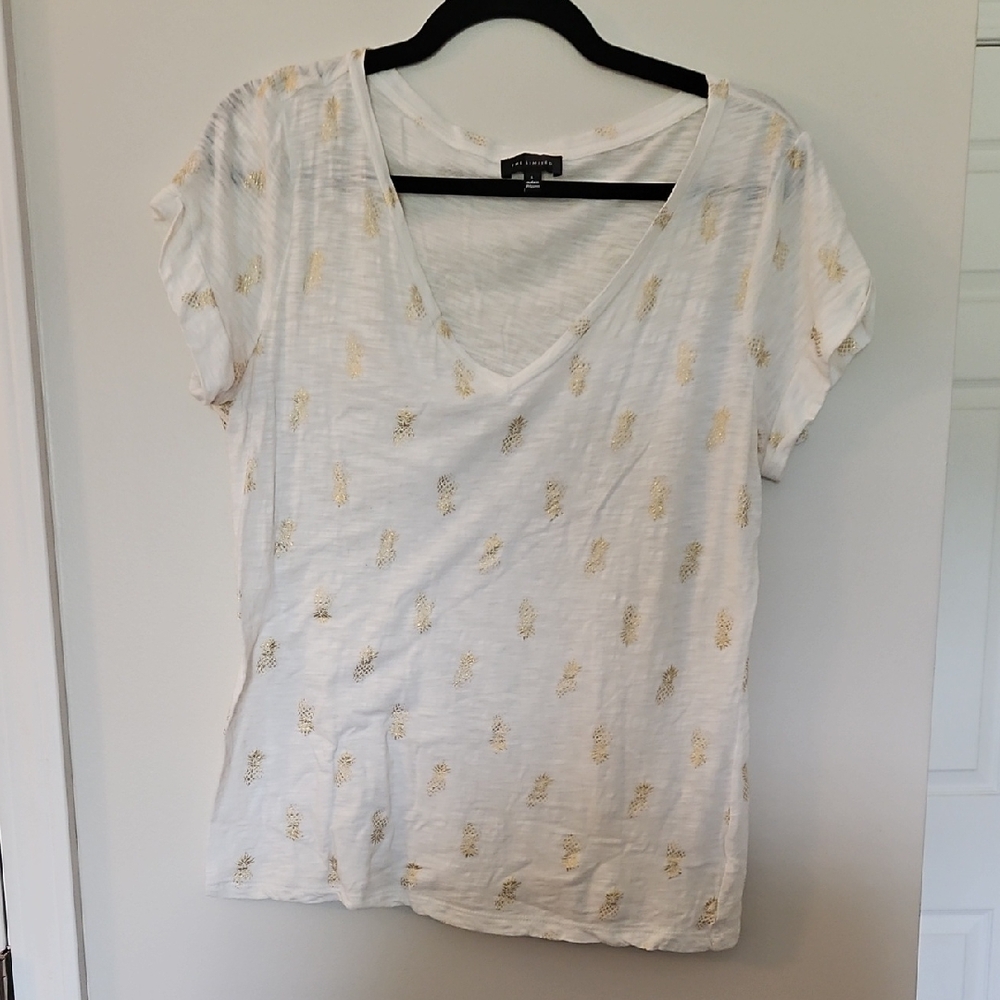 The Limited Cream Relaxed Ruched Short Sleeve Tee